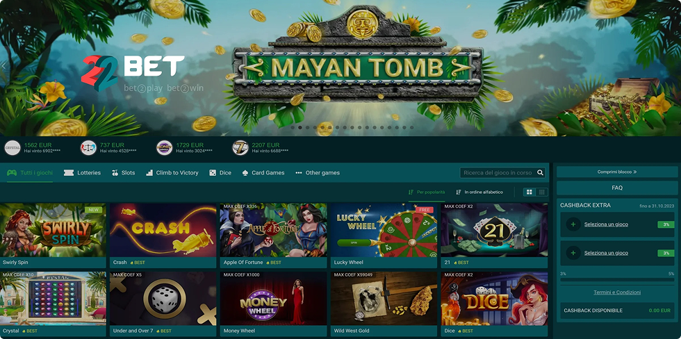 22Bet Giochi da Casinò